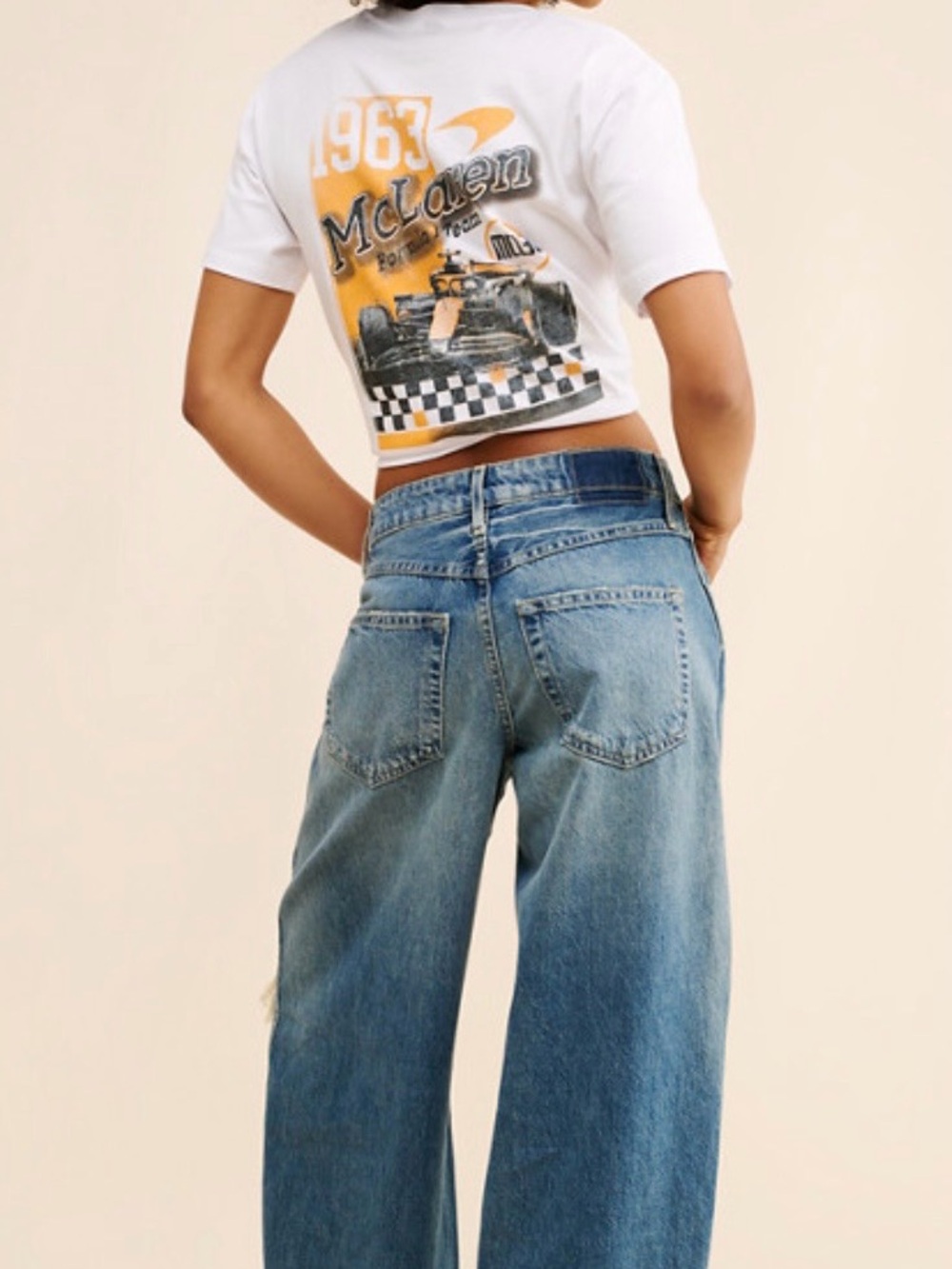 AMO Indira wide leg oversized medium Blue Denim Jeans - Picture 2 of 9
